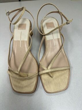 Dolce Vita Karlis Tan Leather Crisscross Ankle-Strap Sandals Size 11W